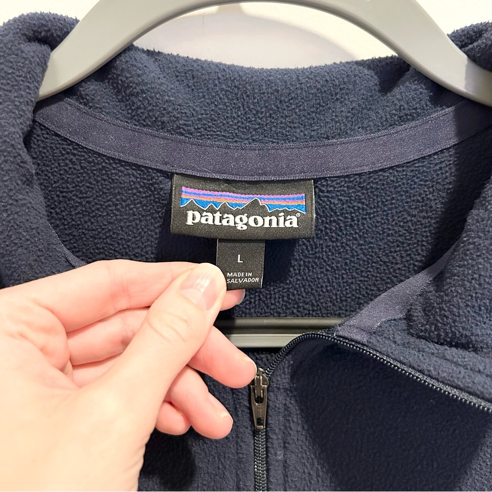Patagonia Men’s Micro D Fleece Pullover Navy Blue Size Large - Picture 2 of 5